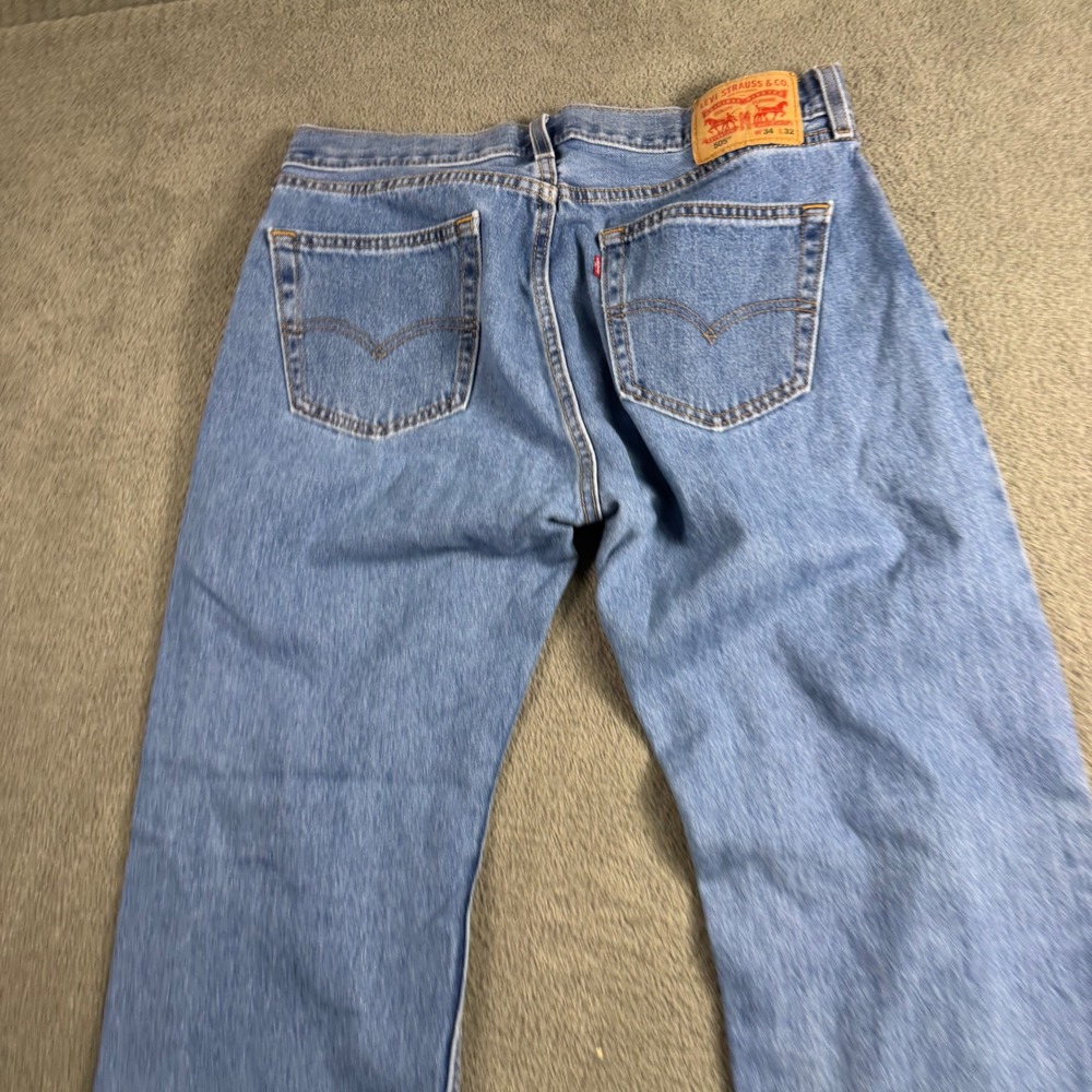 Levis 505 Regular Fit Straight Leg Jeans Light Wash Blue Denim 34x32 Mens